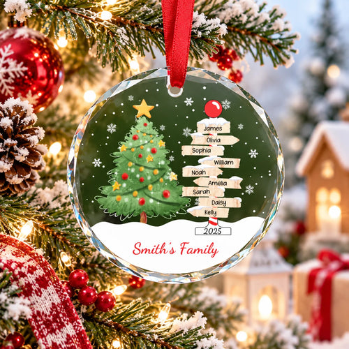 Custom Family Christmas Ornament - Personalized Glass Ornament with Member Names