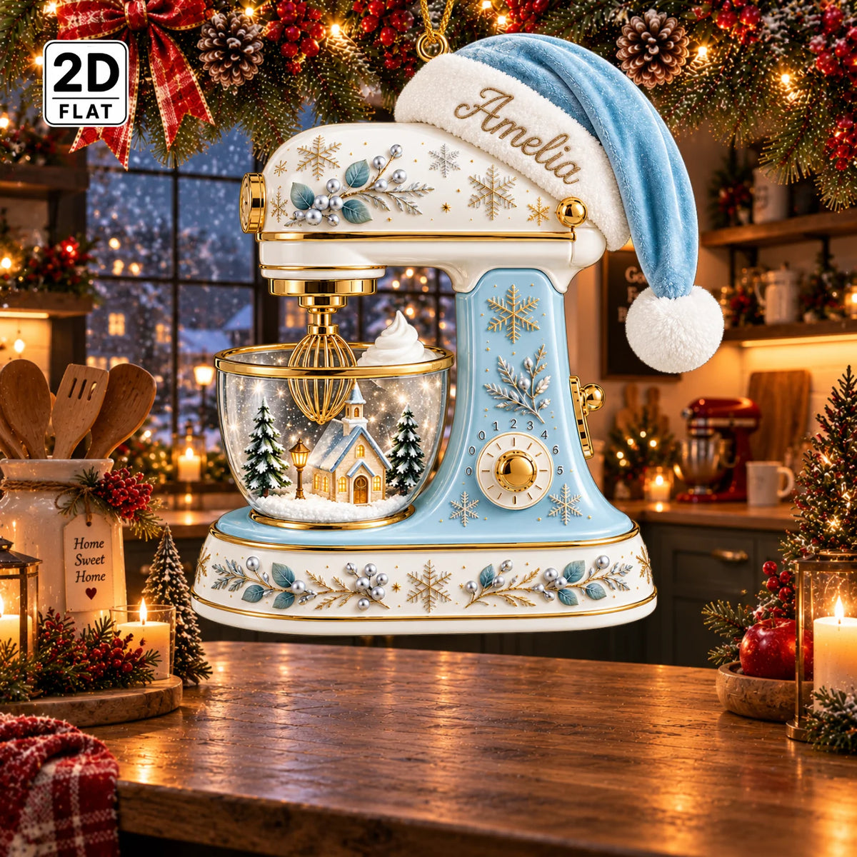 Custom 2D-Flat Baking Mixer Ornament - Personalized Acrylic Ornament with Name