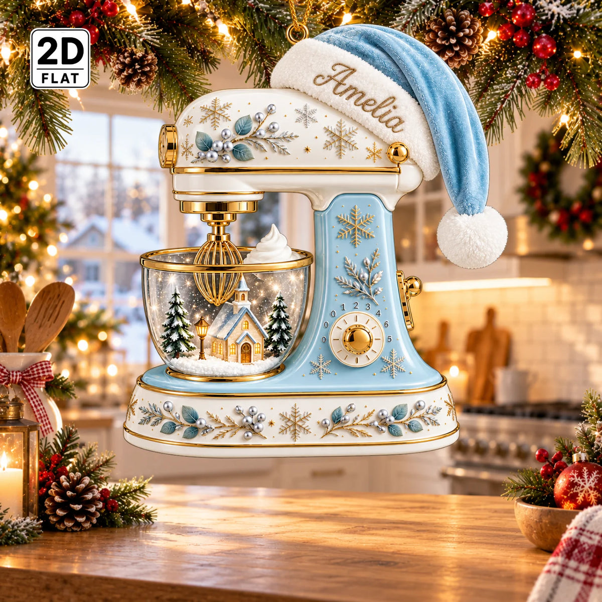 Custom 2D-Flat Baking Mixer Ornament - Personalized Acrylic Ornament with Name