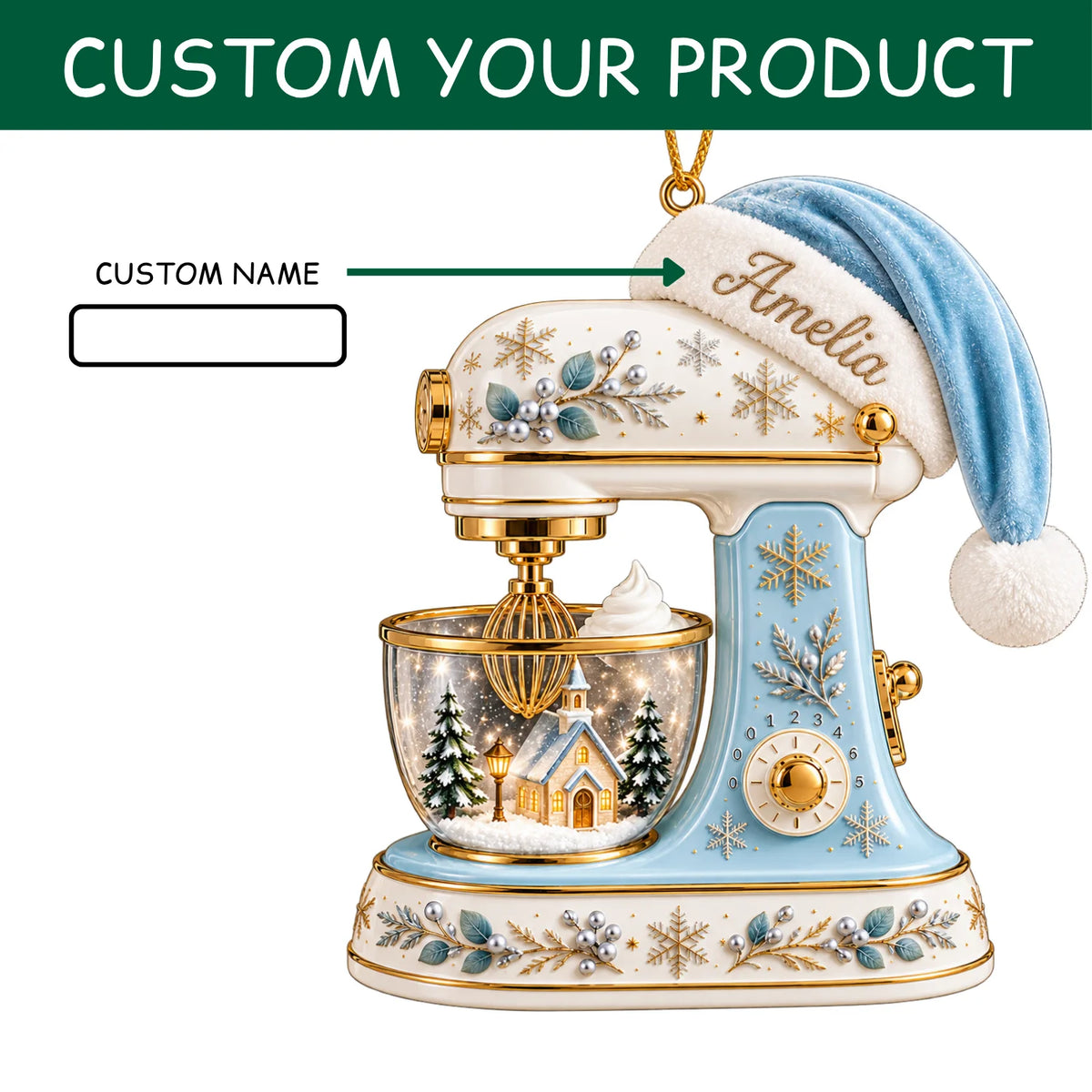 Custom 2D-Flat Baking Mixer Ornament - Personalized Acrylic Ornament with Name