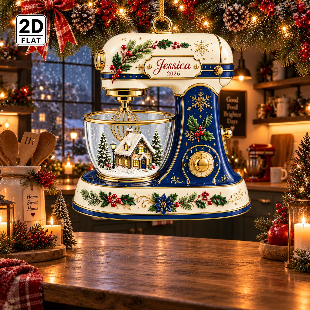 Personalized 2D-Flat Baking Mixer Ornament - Custom Acrylic Ornament with Name