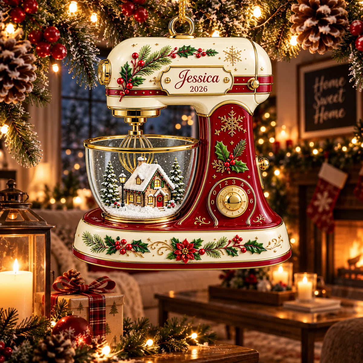 Personalized 2D-Flat Baking Mixer Ornament - Custom Acrylic Ornament with Name