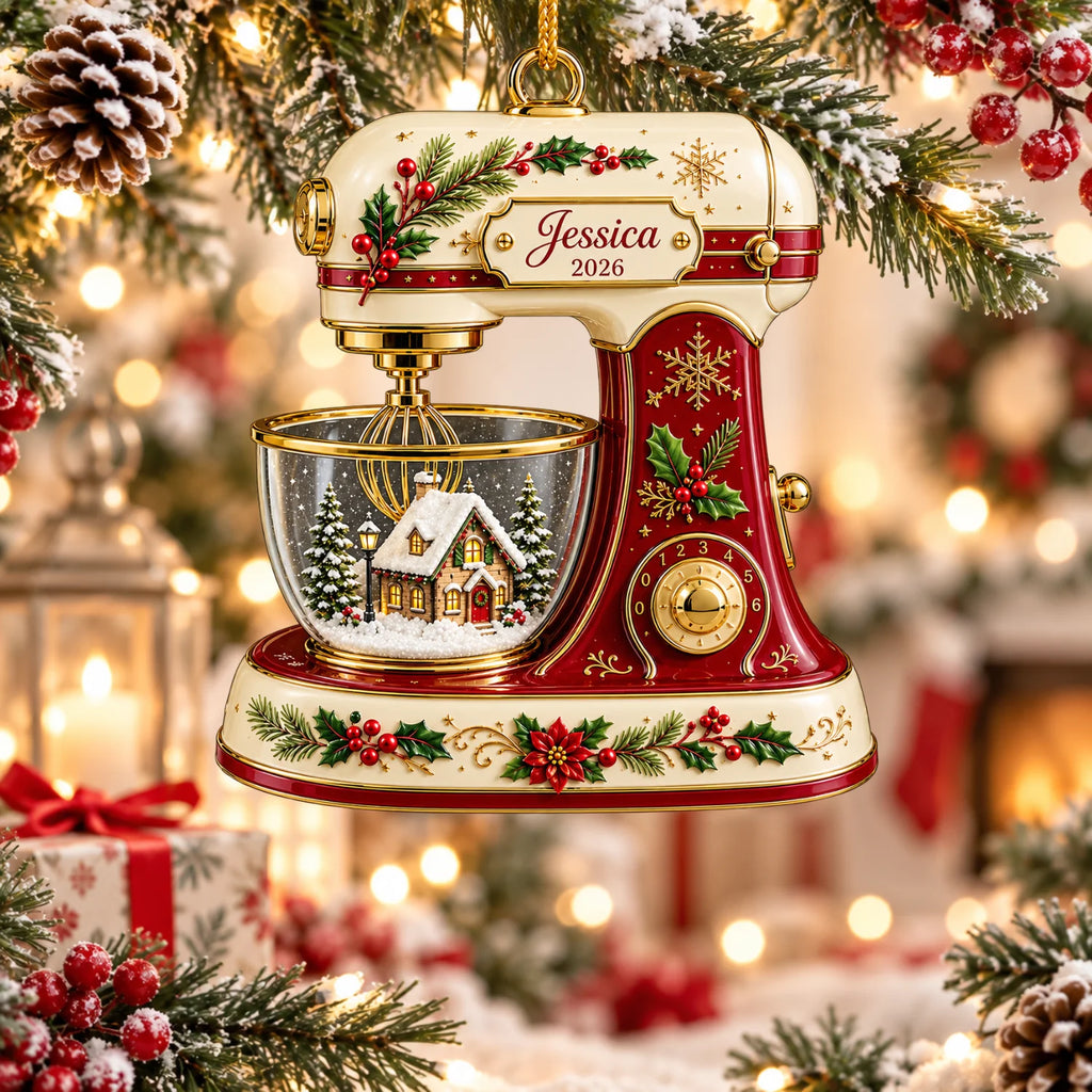 Personalized 2D-Flat Baking Mixer Ornament - Custom Acrylic Ornament with Name