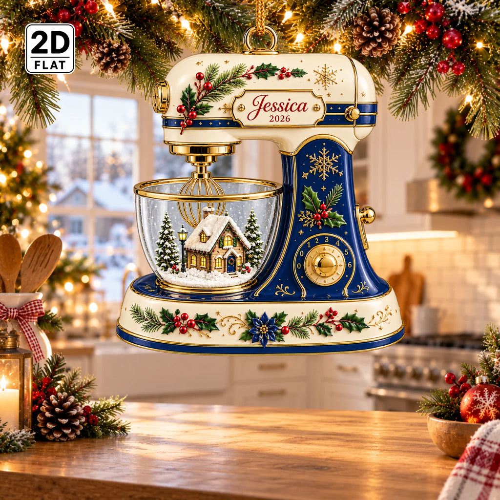 Personalized 2D-Flat Baking Mixer Ornament - Custom Acrylic Ornament with Name