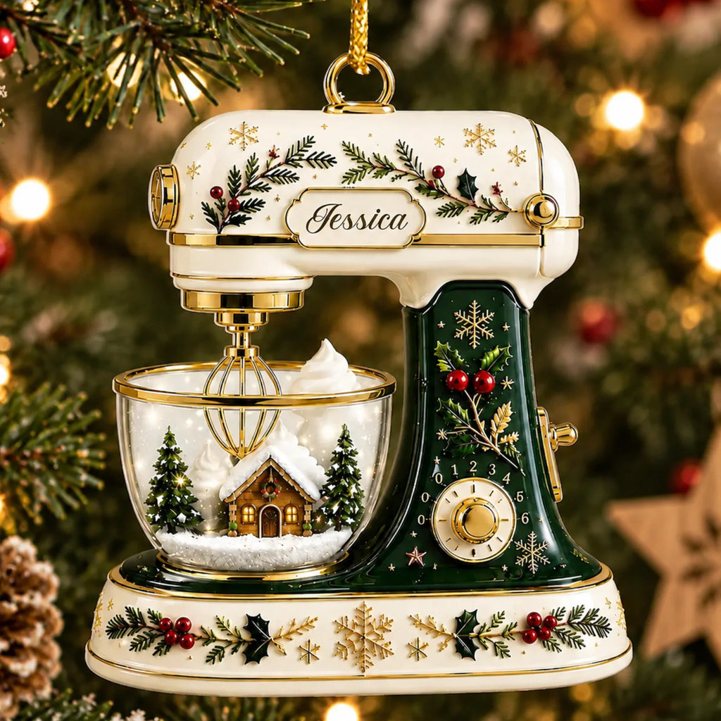 Personalized 2D-Flat Kichen Mixer Ornament - Custom Acrylic Ornament with Name for Housewife & Bakers