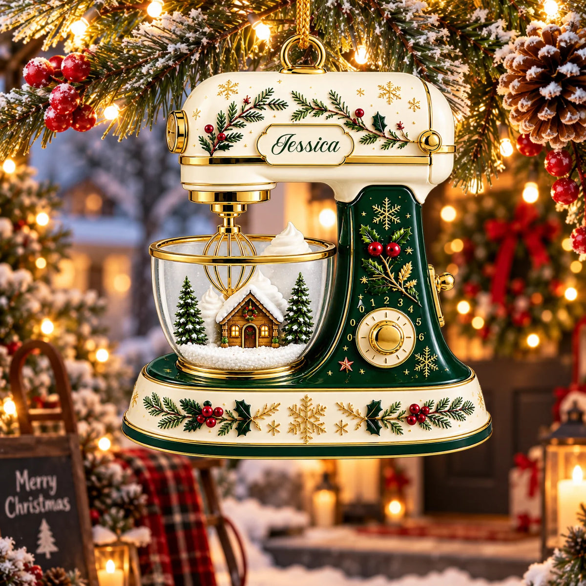 Personalized 2D-Flat Kichen Mixer Ornament - Custom Acrylic Ornament with Name for Housewife & Bakers