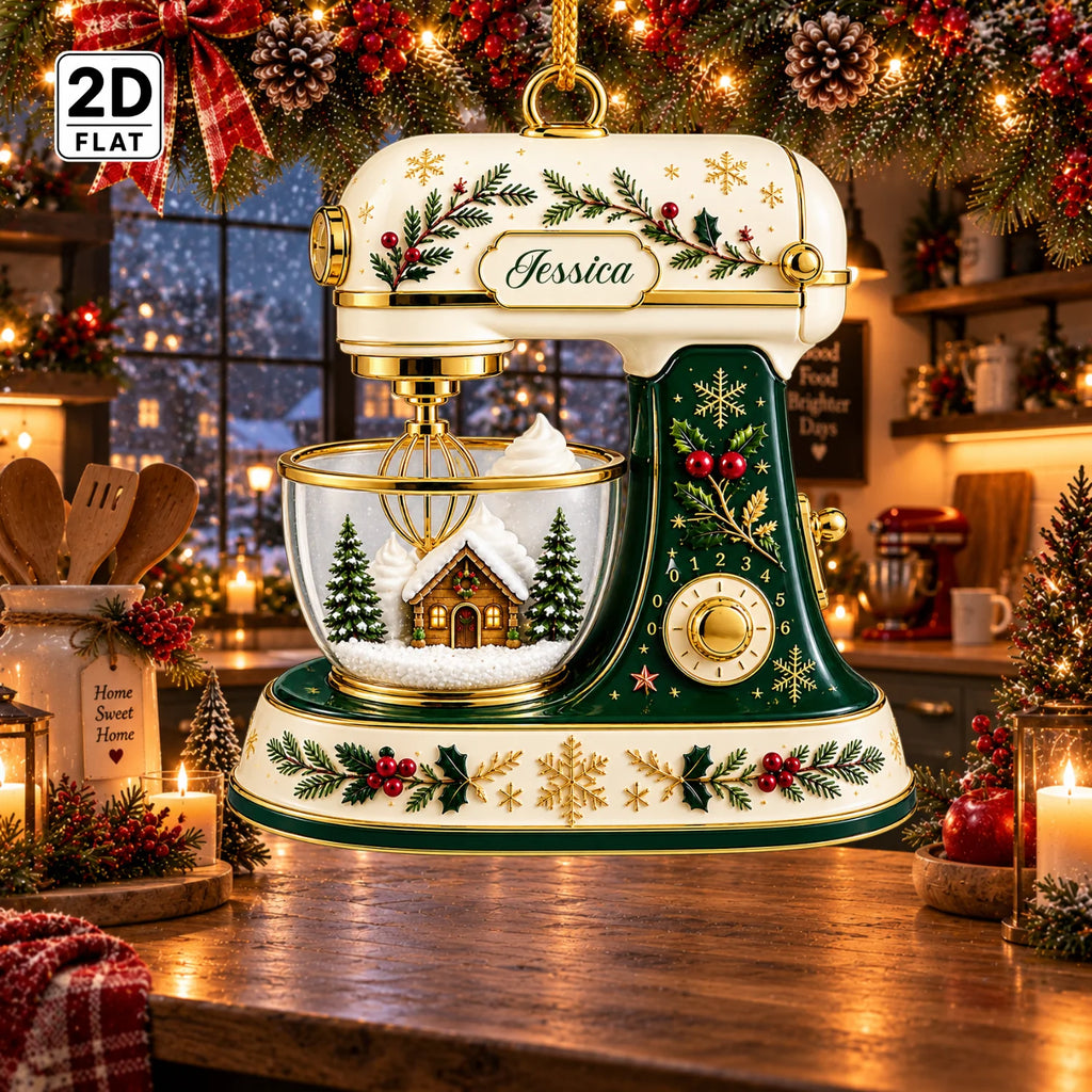 Personalized 2D-Flat Kichen Mixer Ornament - Custom Acrylic Ornament with Name for Housewife & Bakers