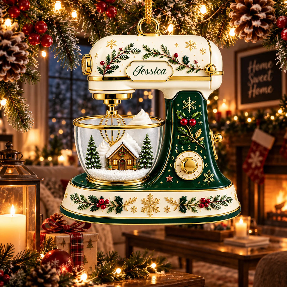 Personalized 2D-Flat Kichen Mixer Ornament - Custom Acrylic Ornament with Name for Housewife & Bakers