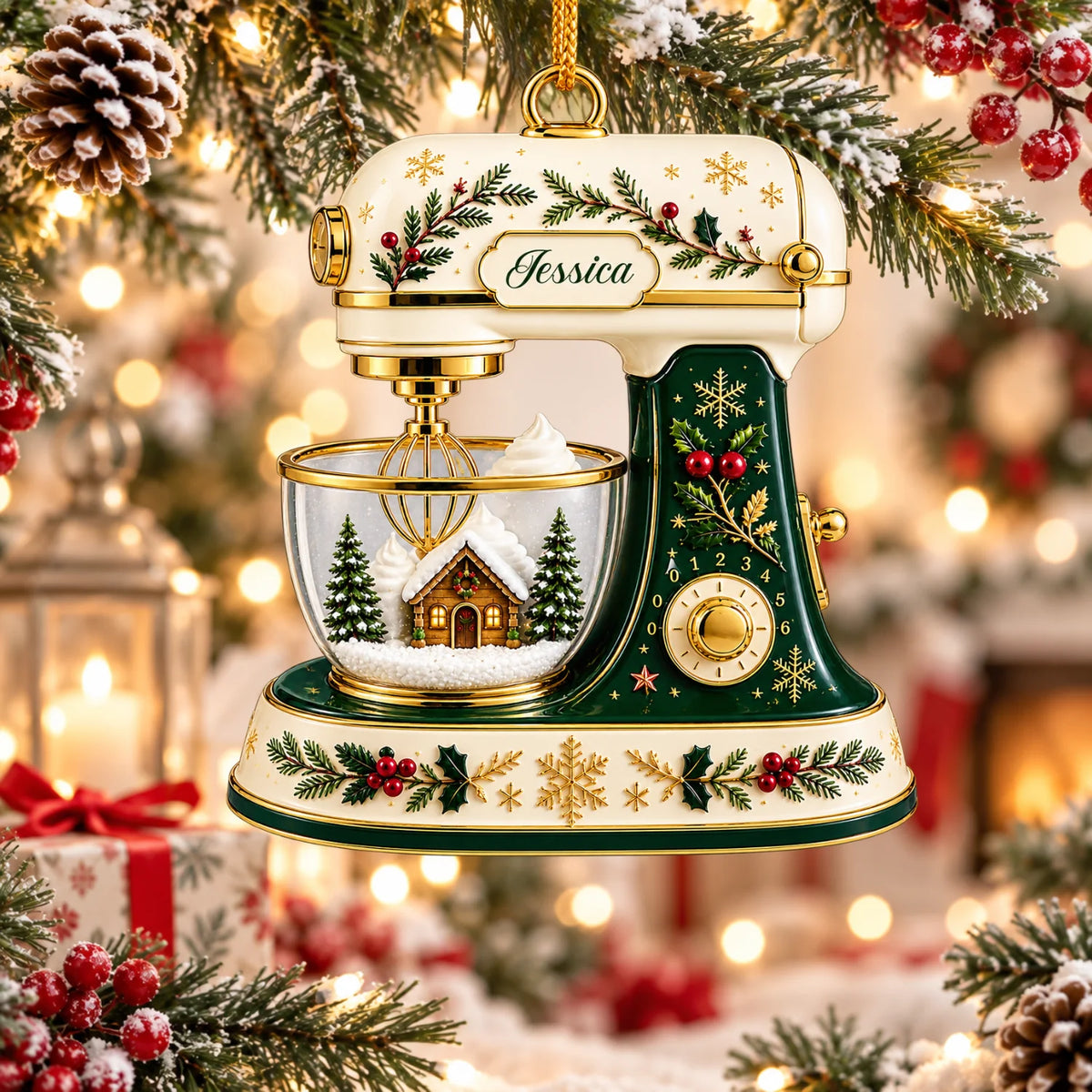 Personalized 2D-Flat Kichen Mixer Ornament - Custom Acrylic Ornament with Name for Housewife & Bakers