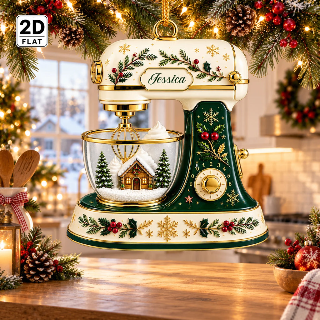 Personalized 2D-Flat Kichen Mixer Ornament - Custom Acrylic Ornament with Name for Housewife & Bakers