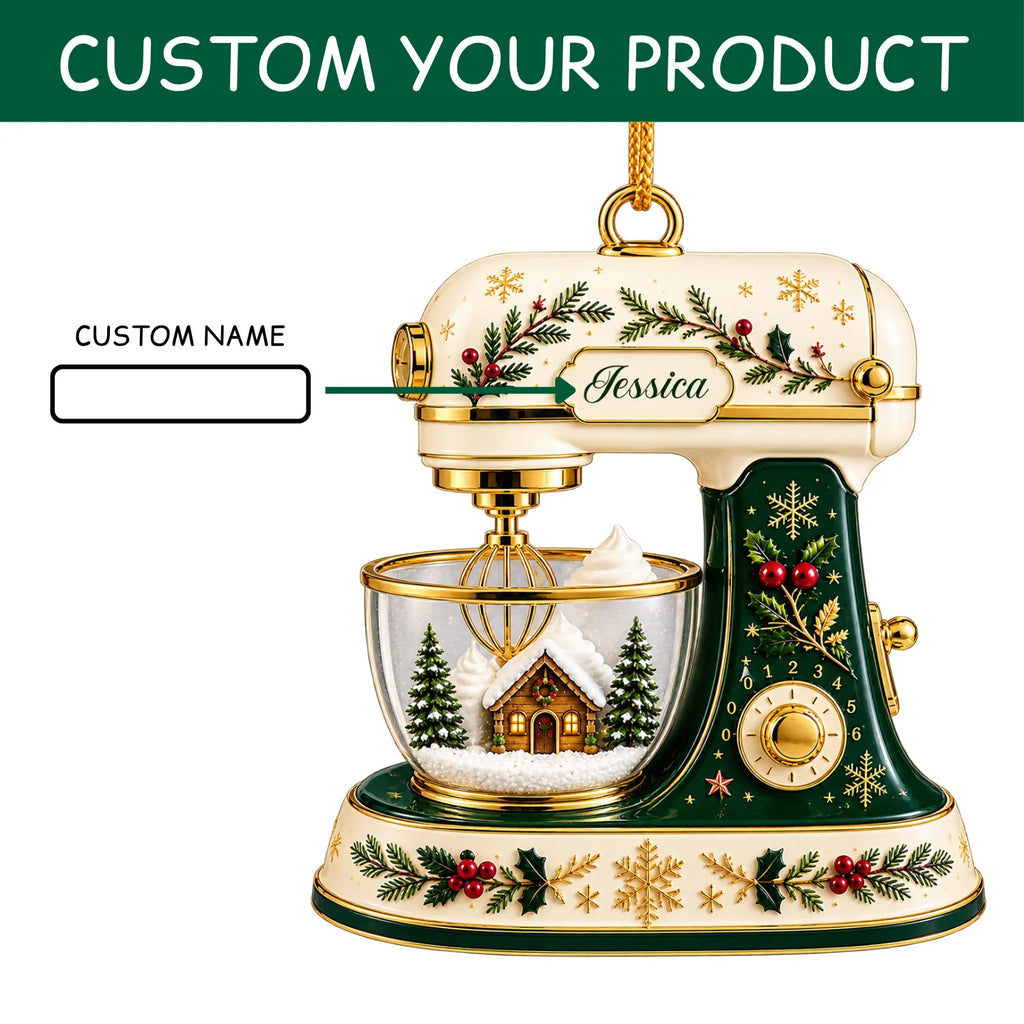 Personalized 2D-Flat Kichen Mixer Ornament - Custom Acrylic Ornament with Name for Housewife & Bakers