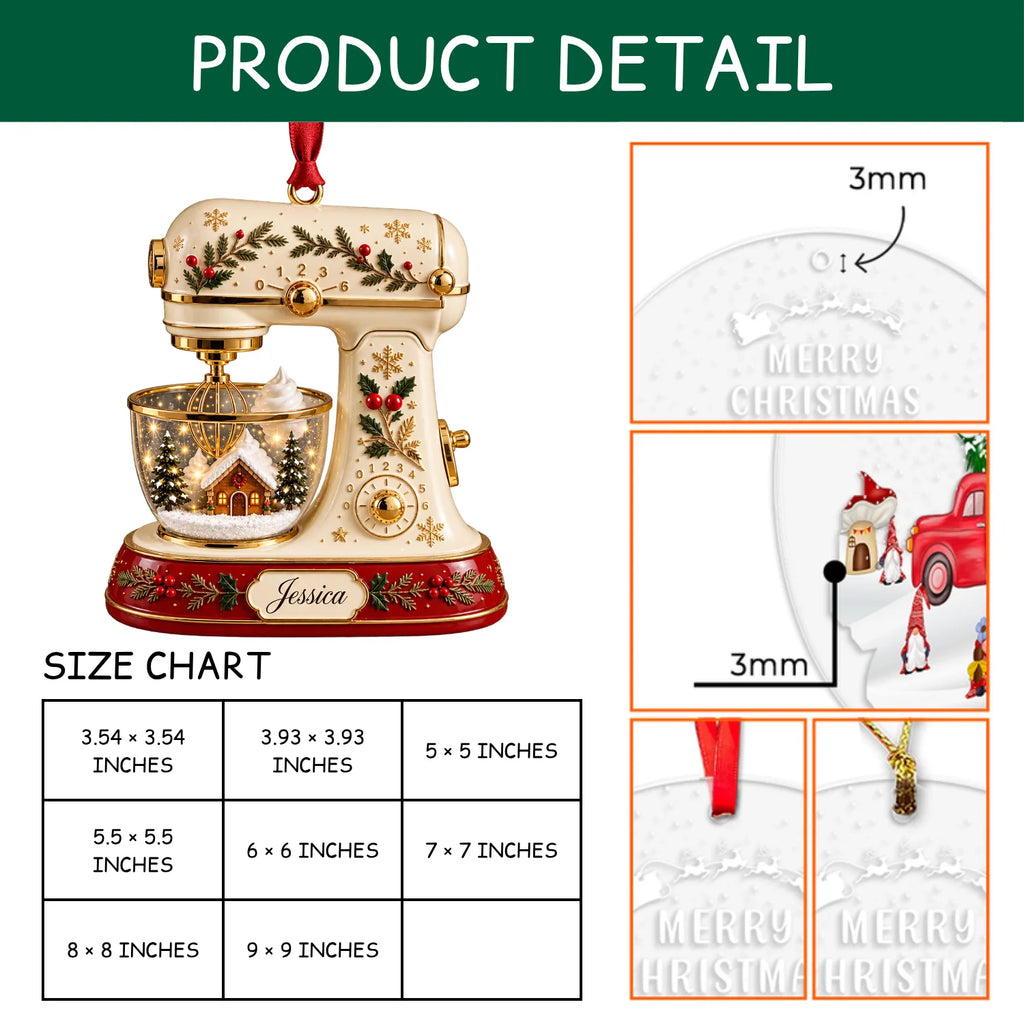 Personalized 2D-Flat Kichen Mixer Ornament - Custom Acrylic Ornament with Name