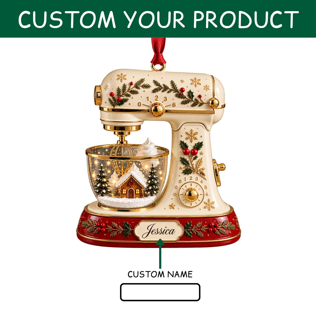 Personalized 2D-Flat Kichen Mixer Ornament - Custom Acrylic Ornament with Name