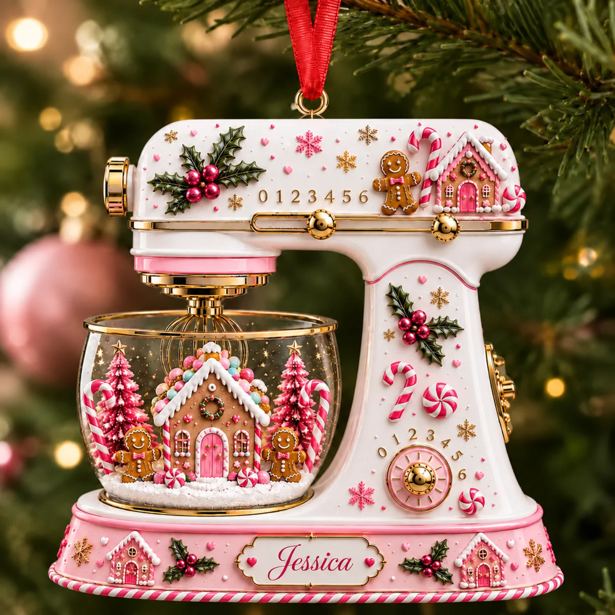 Personalized 2D-Flat Kichen Mixer Ornament, Christmas Decor Gifts - Custom Acrylic Ornament with Name