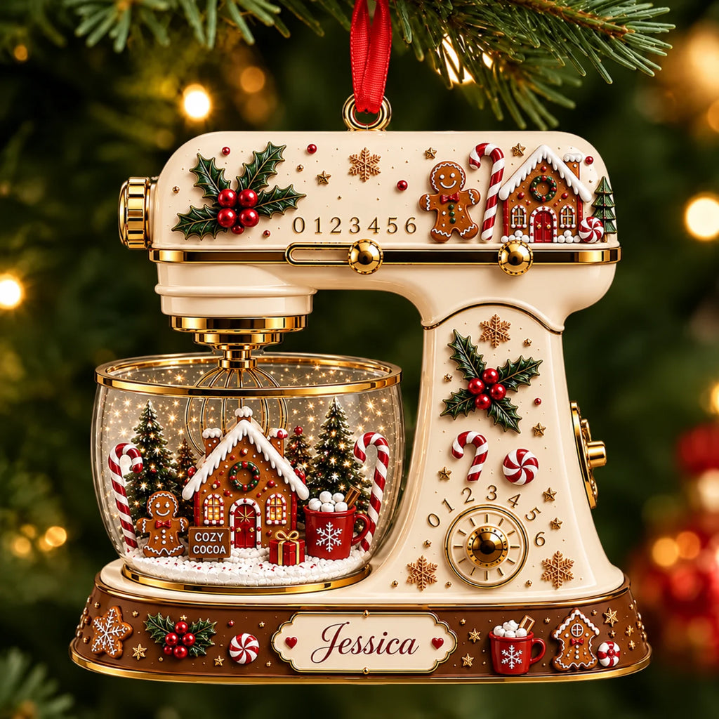 Personalized 2D-Flat Kichen Mixer Ornament, Christmas Decor Gifts - Custom Acrylic Ornament with Name