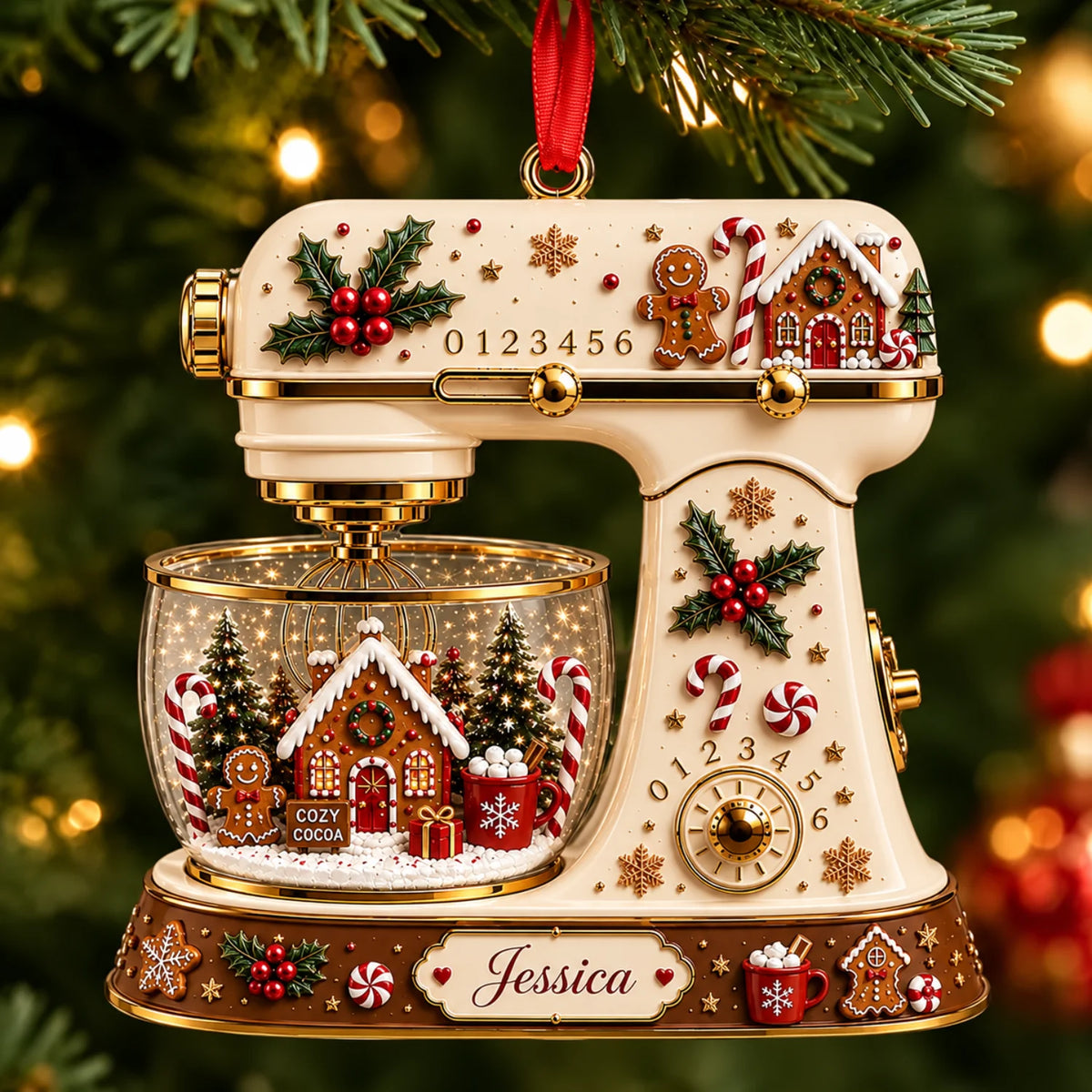Personalized 2D-Flat Kichen Mixer Ornament, Christmas Decor Gifts - Custom Acrylic Ornament with Name