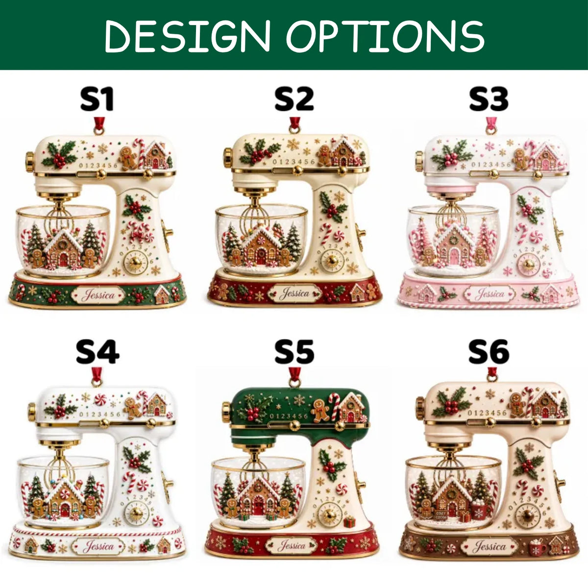 Personalized 2D-Flat Kichen Mixer Ornament, Christmas Decor Gifts - Custom Acrylic Ornament with Name