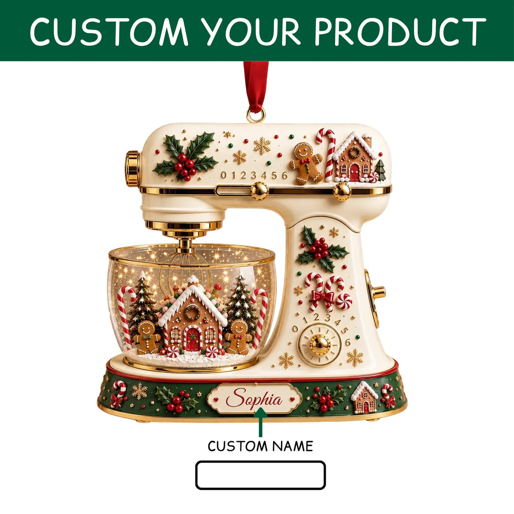 Personalized 2D-Flat Kichen Mixer Ornament, Christmas Decor Gifts - Custom Acrylic Ornament with Name