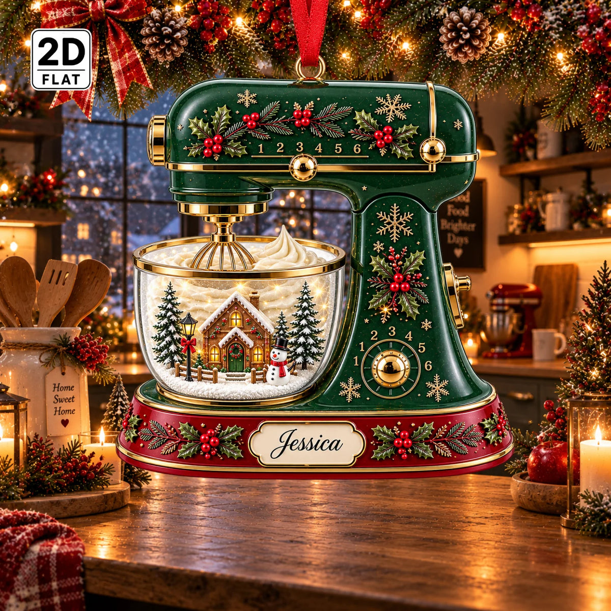 Personalized 2D-Flat Mixer Design Ornament, Christmas Decor Gifts - Custom Acrylic Ornament with Name