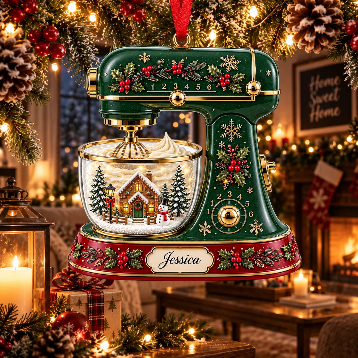 Personalized 2D-Flat Mixer Design Ornament, Christmas Decor Gifts - Custom Acrylic Ornament with Name