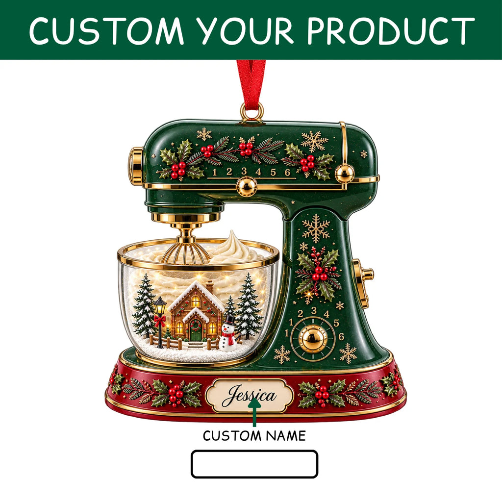 Personalized 2D-Flat Mixer Design Ornament, Christmas Decor Gifts - Custom Acrylic Ornament with Name
