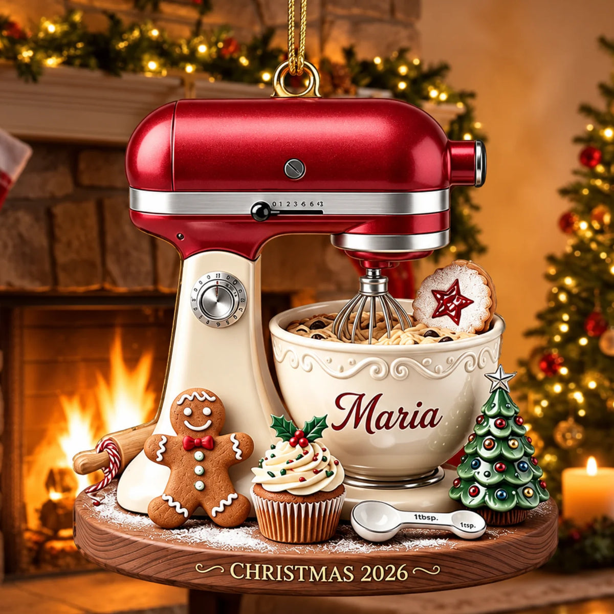 Personalized 2D-Flat Stand Mixer Ornament, Christmas Decor Gifts - Custom Acrylic Ornament with Name