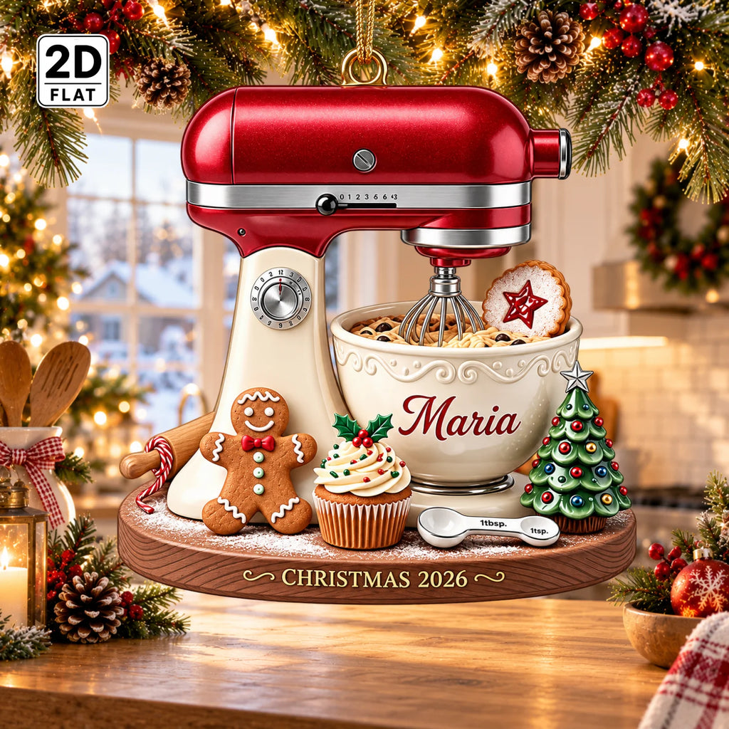 Personalized 2D-Flat Stand Mixer Ornament, Christmas Decor Gifts - Custom Acrylic Ornament with Name