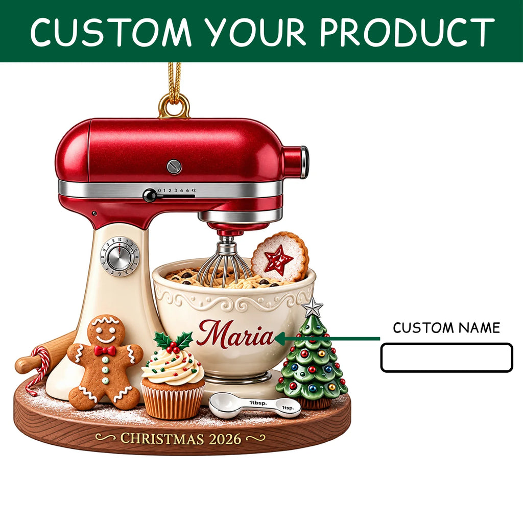 Personalized 2D-Flat Stand Mixer Ornament, Christmas Decor Gifts - Custom Acrylic Ornament with Name