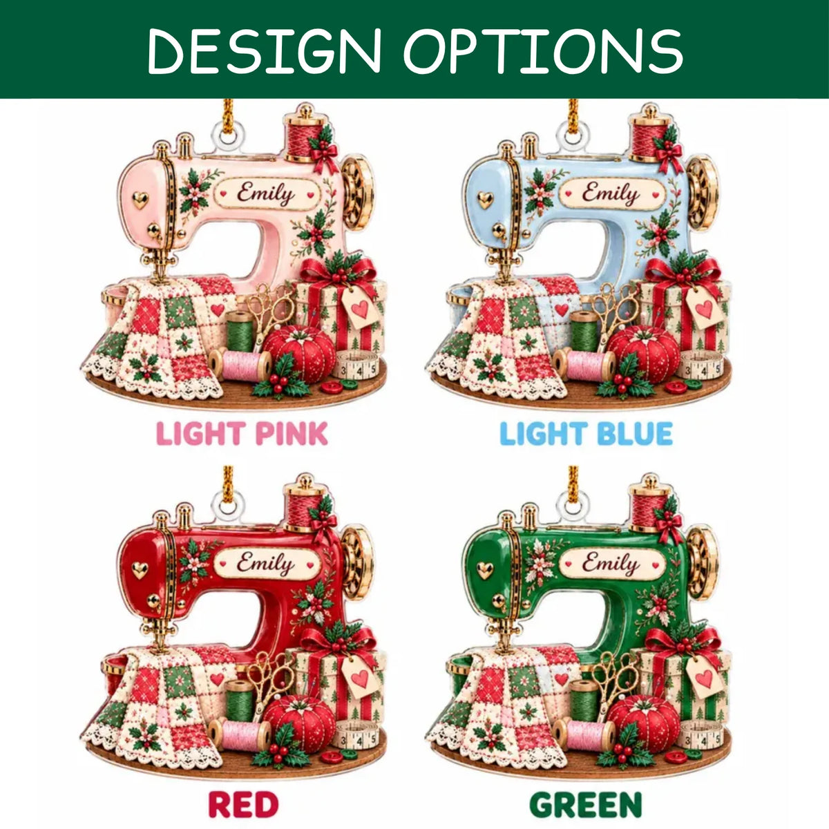 Personalized 2D-Flat Sewing Machine Design Ornament - Custom Acrylic Ornament for Seamstress