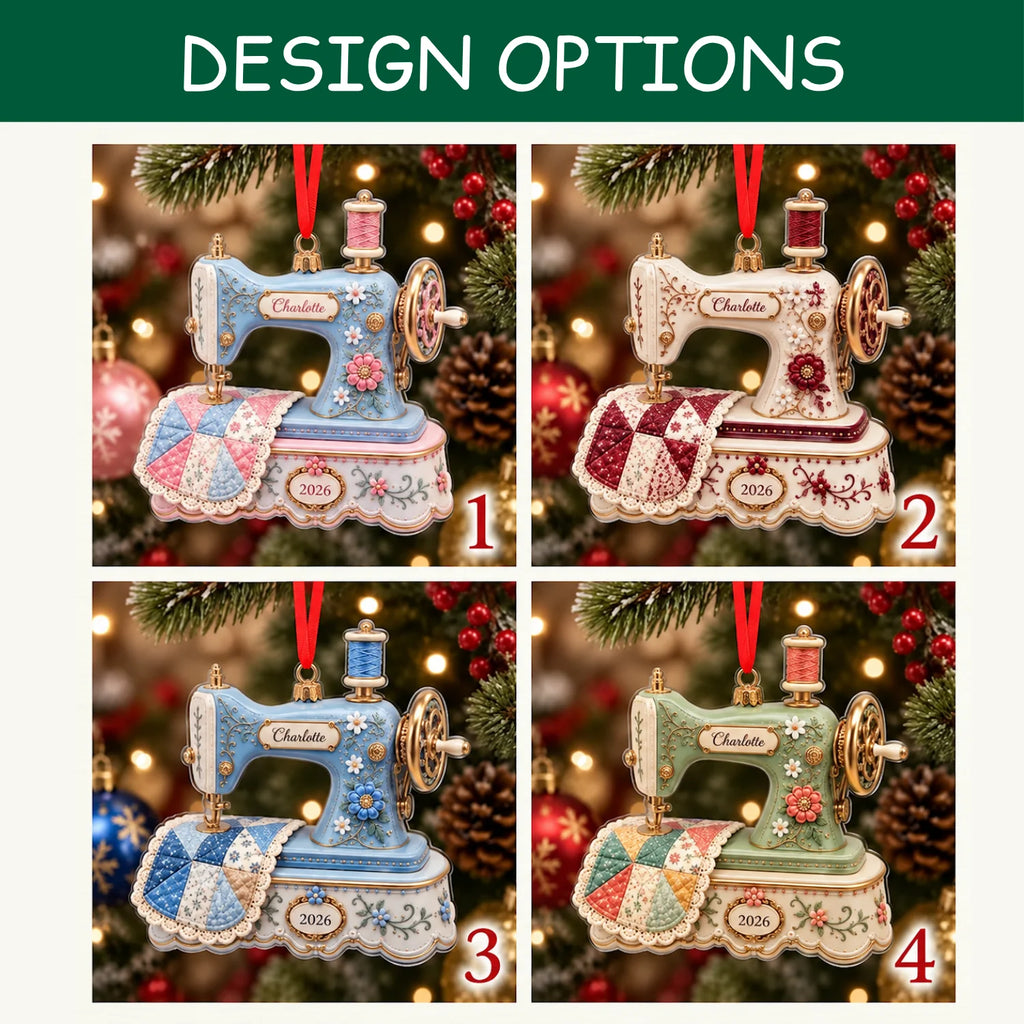 Personalized 2D-Flat Sewing Machine Ornament - Custom Acrylic Ornament for Quilter Seamstress