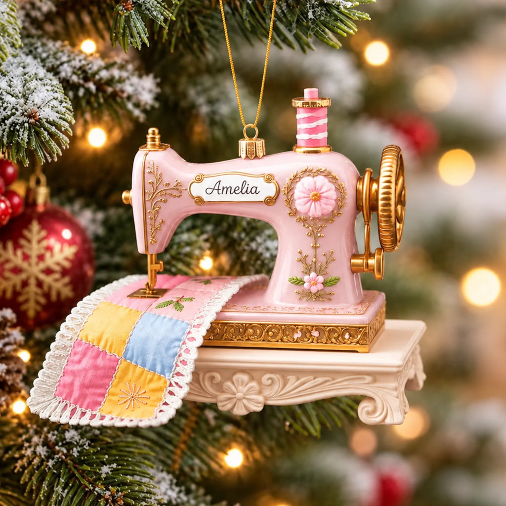 Personalized 2D-Flat Sewing Machine Design Ornament - Custom Acrylic Ornament for Quilter Seamstress