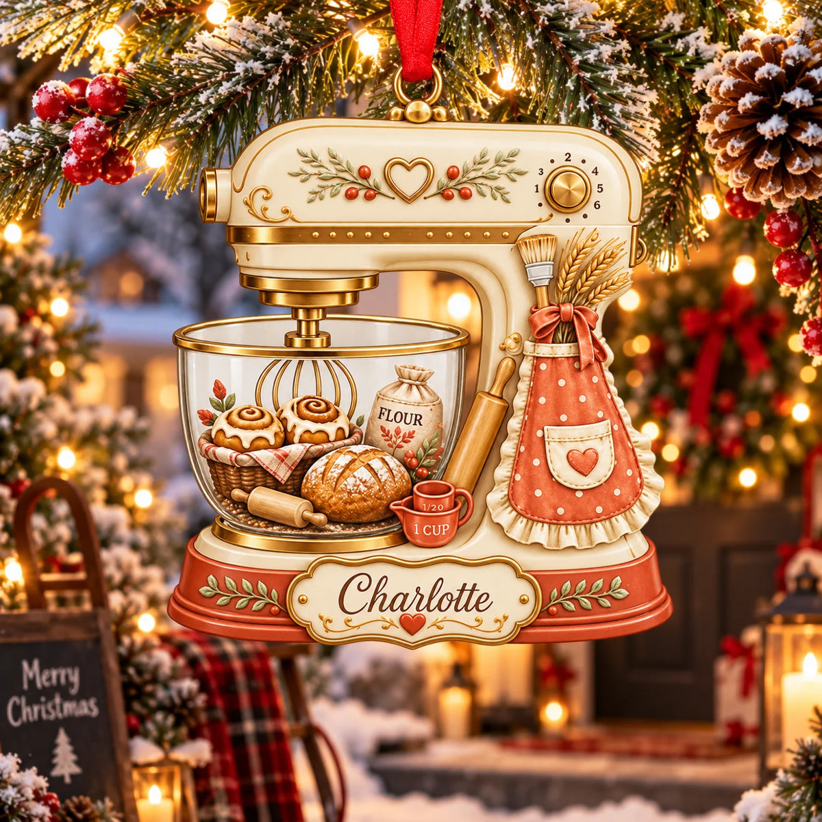 Personalized 2D-Flat Stand Mixer Ornament - Custom Acrylic Ornament with Name