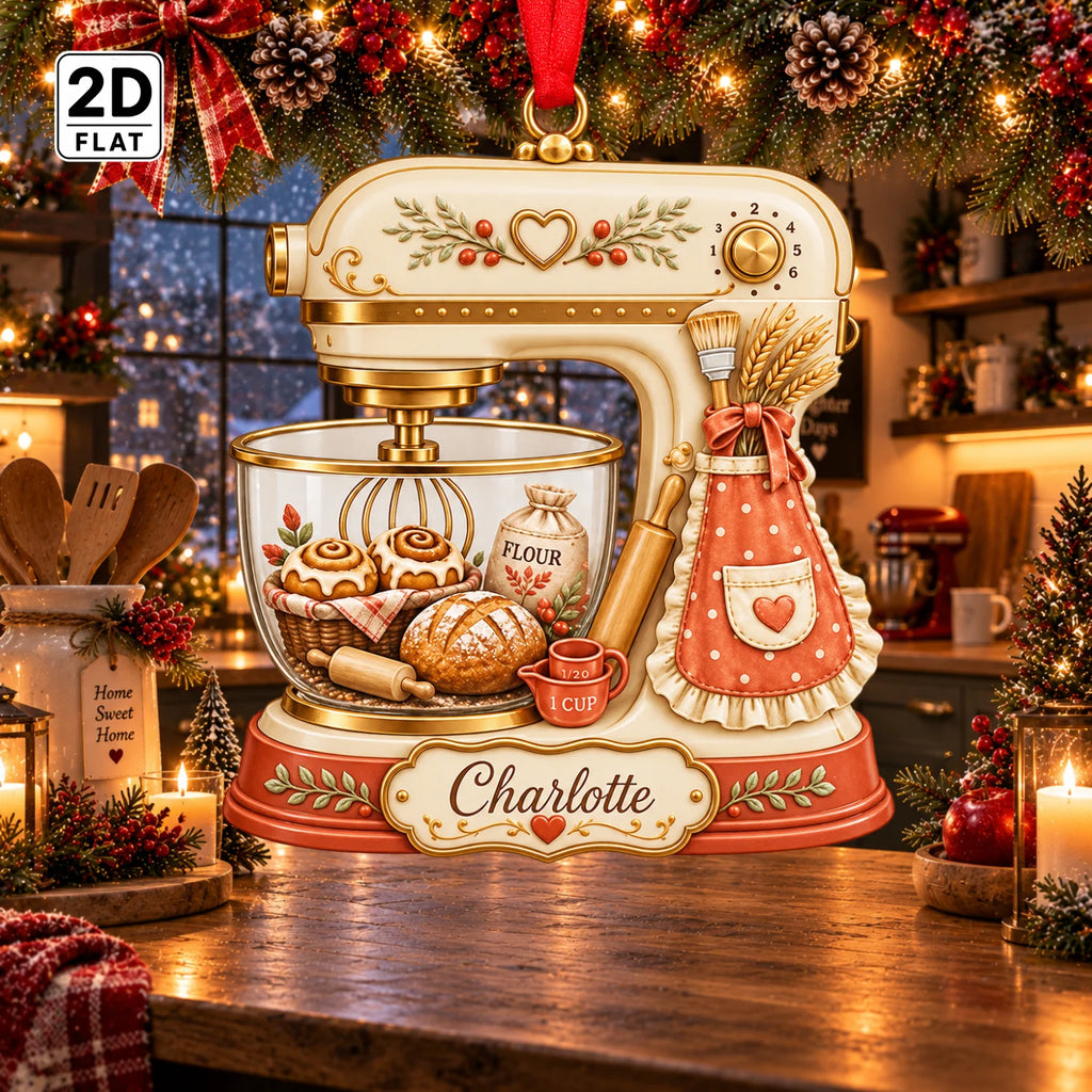 Personalized 2D-Flat Stand Mixer Ornament - Custom Acrylic Ornament with Name