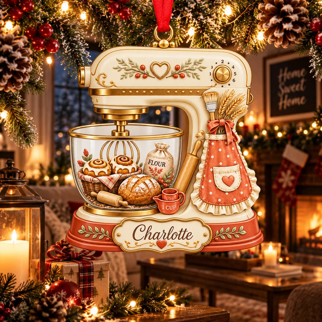 Personalized 2D-Flat Stand Mixer Ornament - Custom Acrylic Ornament with Name