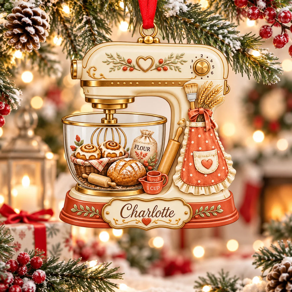 Personalized 2D-Flat Stand Mixer Ornament - Custom Acrylic Ornament with Name