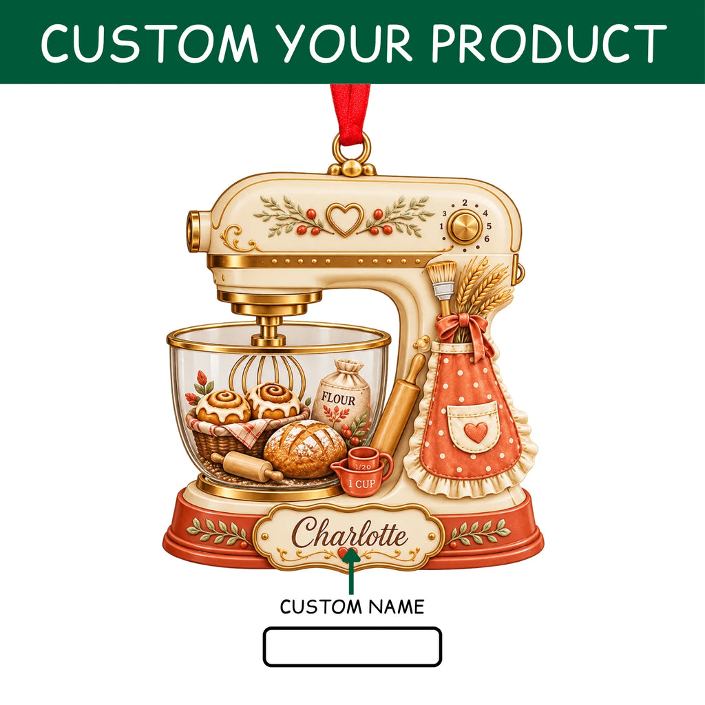 Personalized 2D-Flat Stand Mixer Ornament - Custom Acrylic Ornament with Name