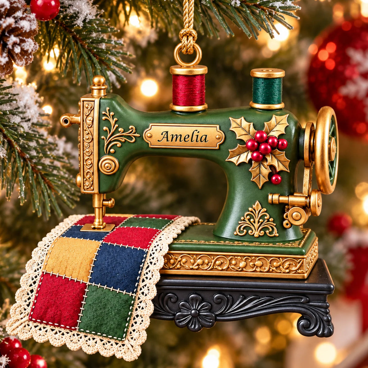 Personalized 2D-Flat Sewing Machine Ornament - Custom Acrylic Ornament for Seamstress