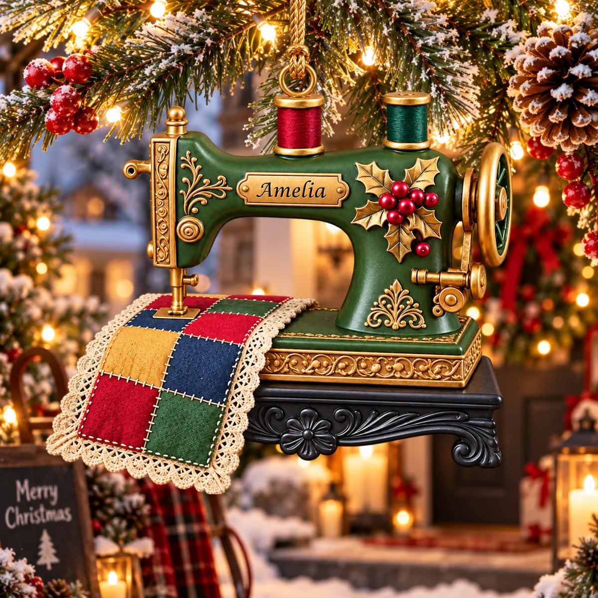 Personalized 2D-Flat Sewing Machine Ornament - Custom Acrylic Ornament for Seamstress