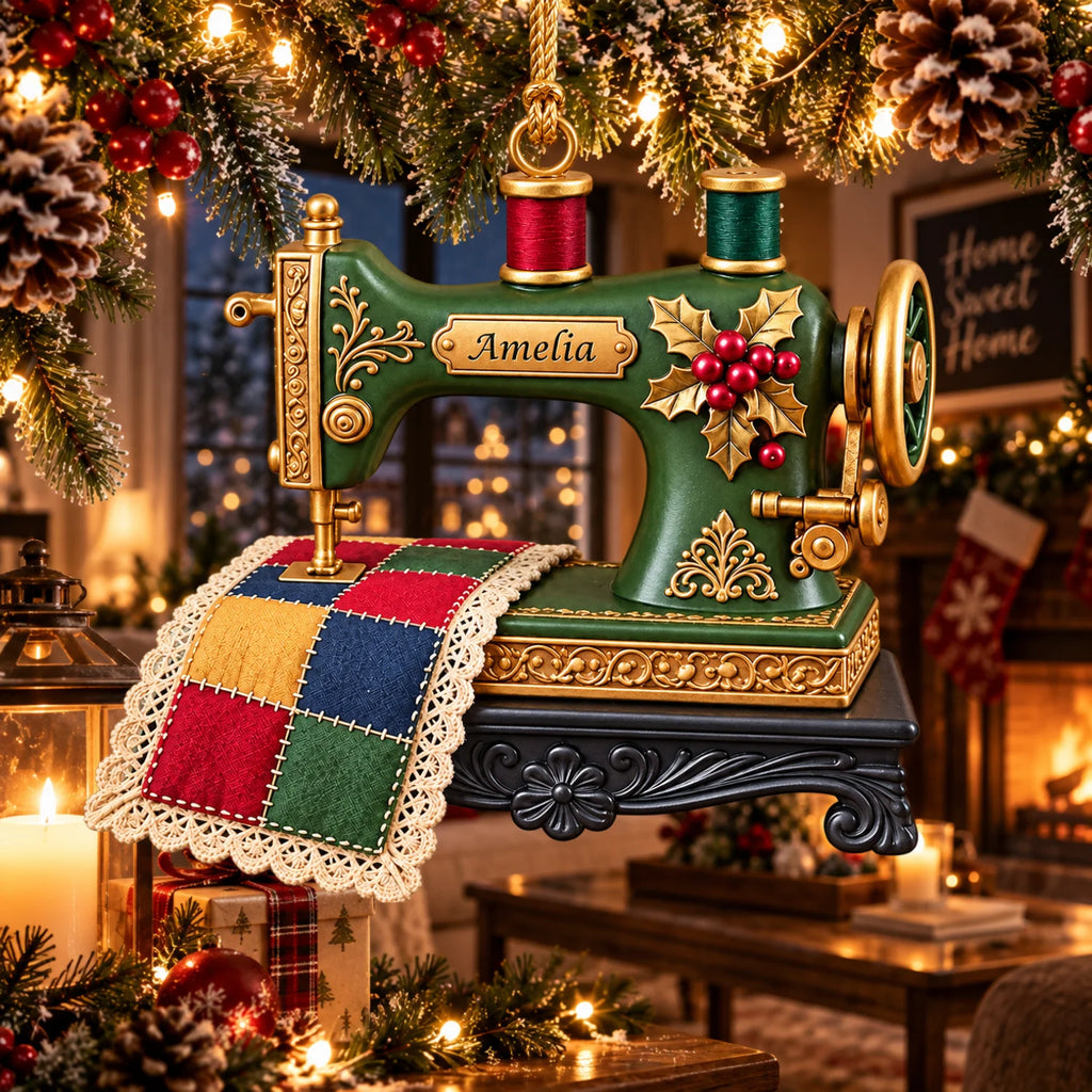 Personalized 2D-Flat Sewing Machine Ornament - Custom Acrylic Ornament for Seamstress
