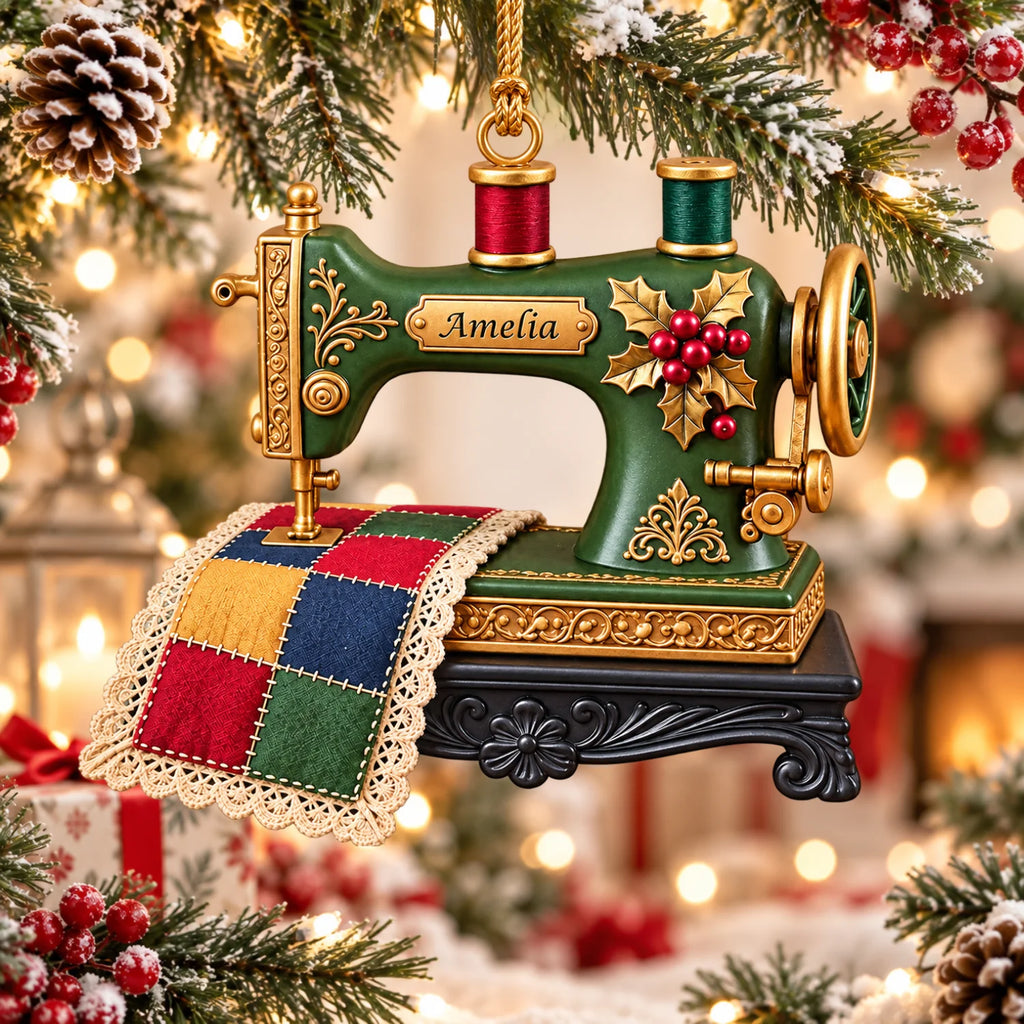 Personalized 2D-Flat Sewing Machine Ornament - Custom Acrylic Ornament for Seamstress