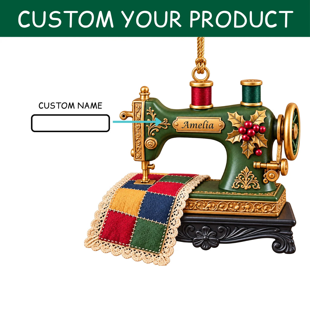 Personalized 2D-Flat Sewing Machine Ornament - Custom Acrylic Ornament for Seamstress