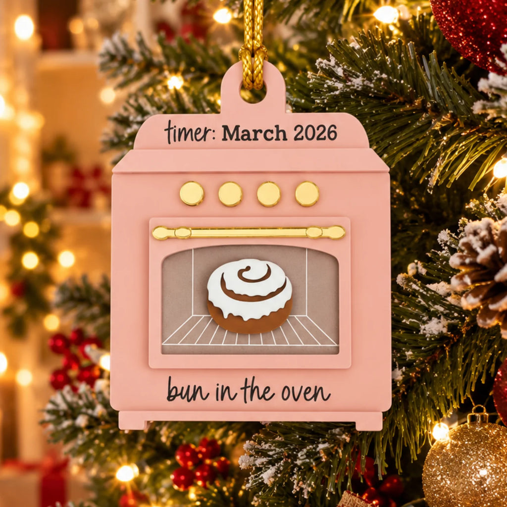Personalized 2D-Flat Bun In The Oven Ornament - Custom Acrylic Baby Christmas Ornament
