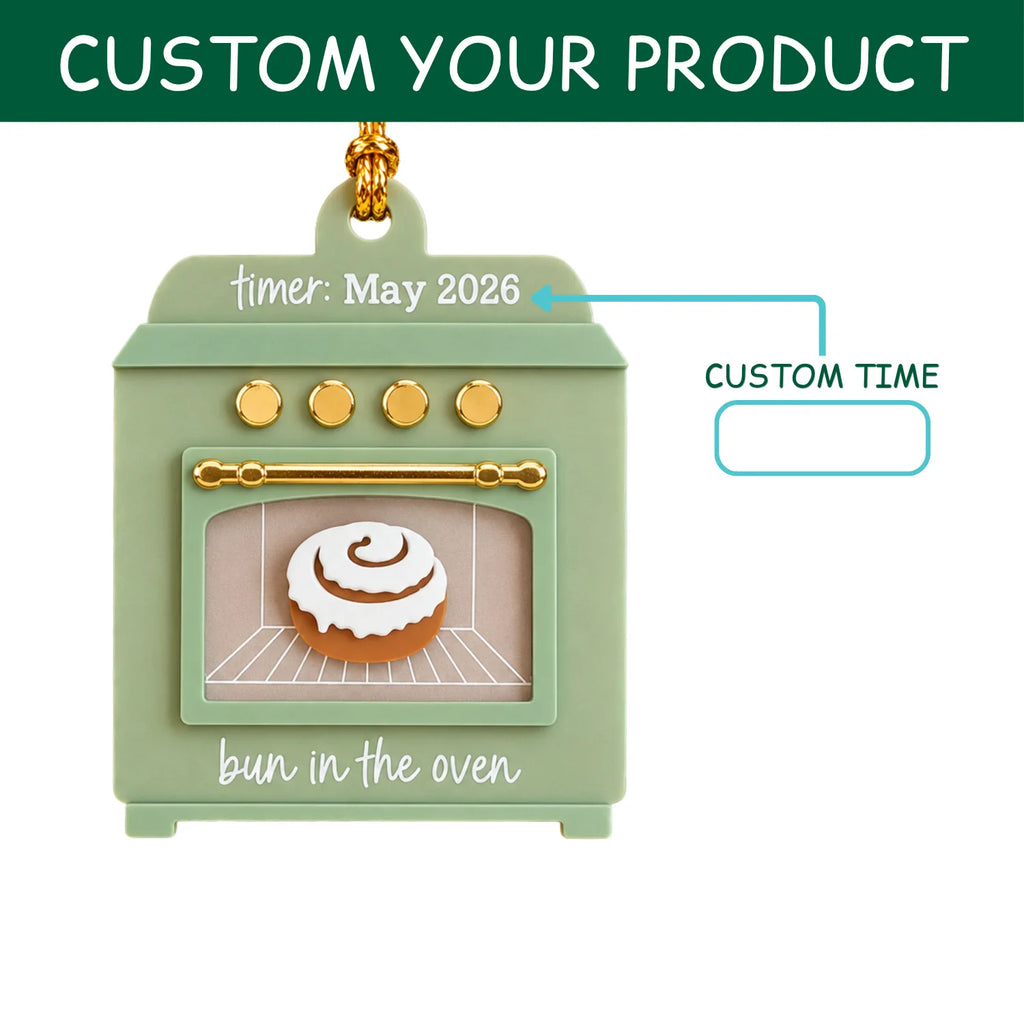 Personalized 2D-Flat Bun In The Oven Ornament - Custom Acrylic Baby Christmas Ornament