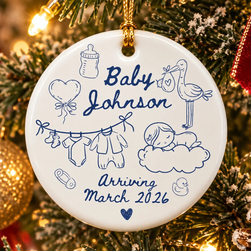 Custom Baby Expecting Ornament - Personalized Baby's Name