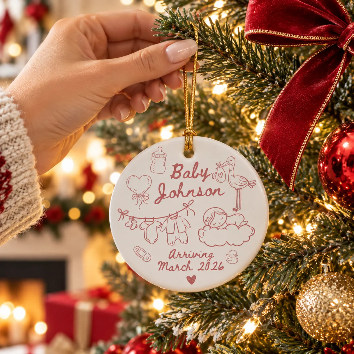 Custom Baby Expecting Ornament - Personalized Baby's Name