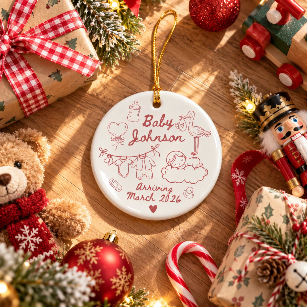 Custom Baby Expecting Ornament - Personalized Baby's Name