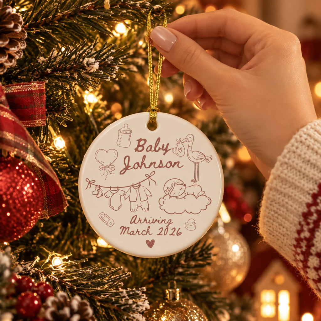 Custom Baby Expecting Ornament - Personalized Baby's Name