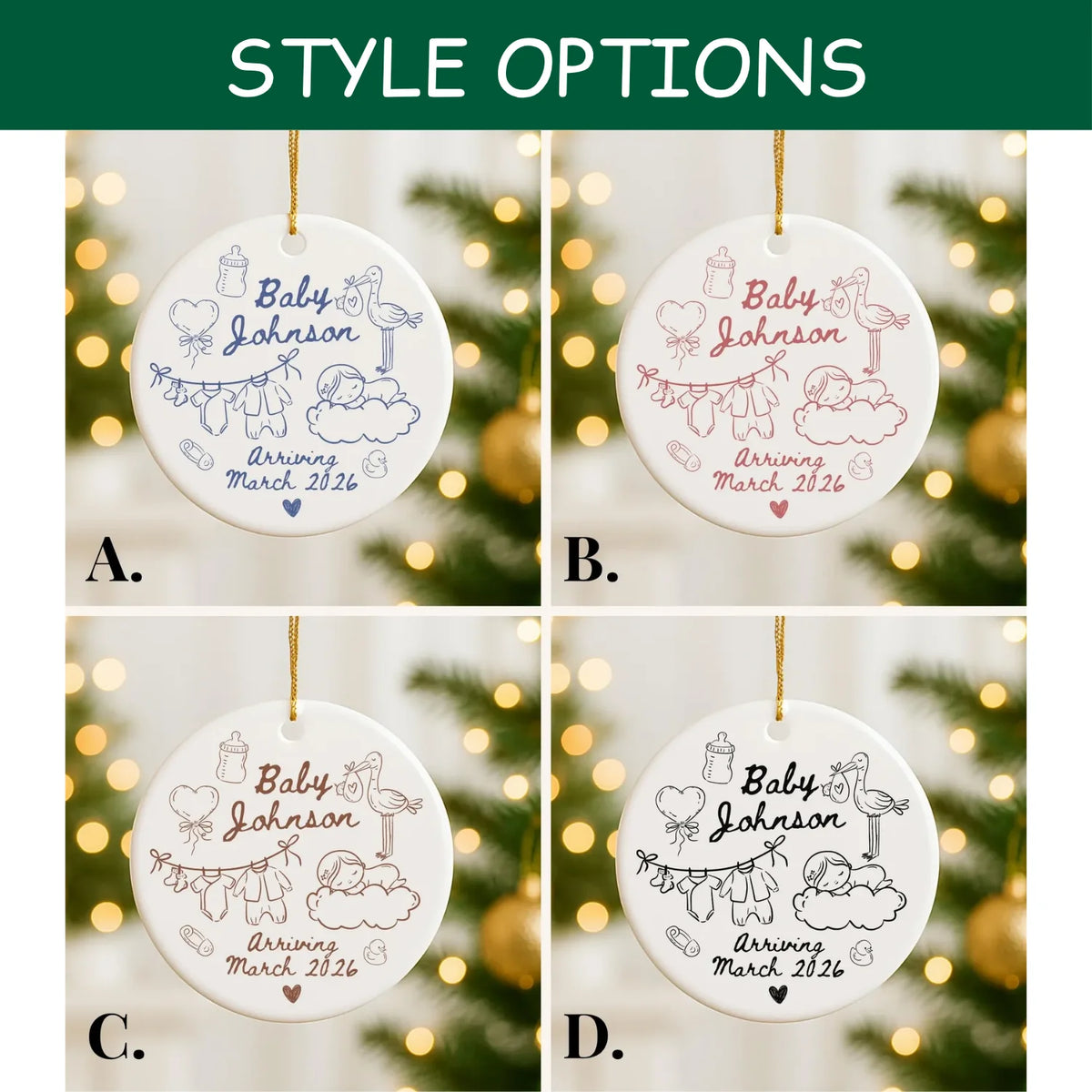 Custom Baby Expecting Ornament - Personalized Baby's Name