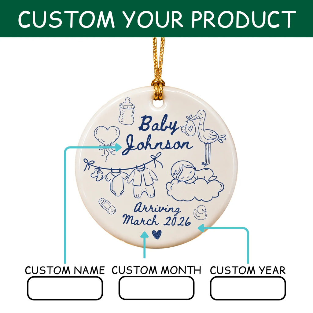 Custom Baby Expecting Ornament - Personalized Baby's Name