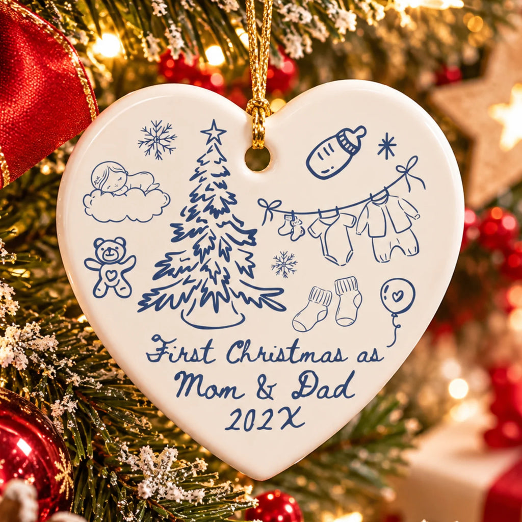 Custom Baby Arriving Ornament - Personalized Text & Year